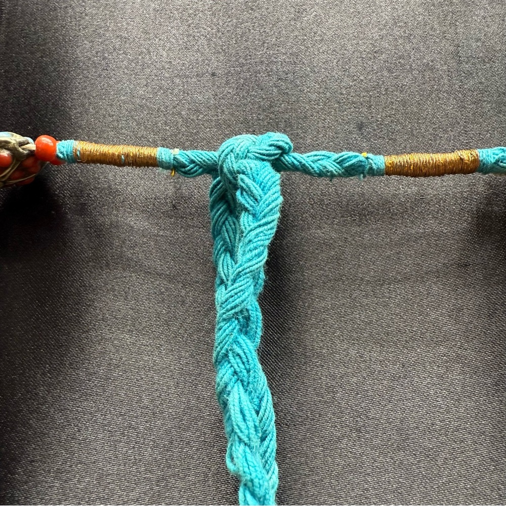 Vtg Nepalese Tibetan Red Coral & Turquoise Handmade Beaded Necklace Reversible - Picture 6 of 10